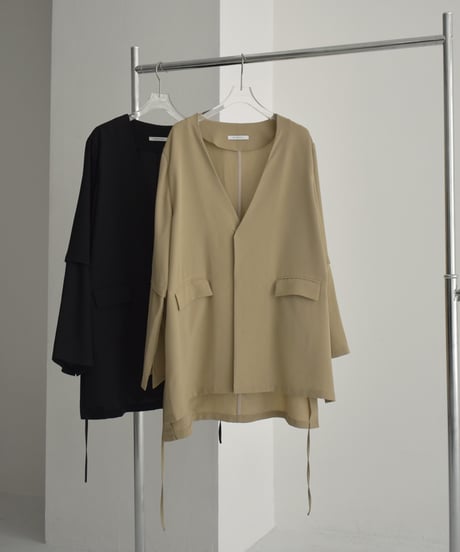【STUDIO ENUL】jacket-14001　2way オーバーサイズ ジャケット　ベージュ　ブラック