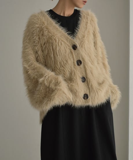 knit-07001 　シャギー ボリューム ニット カーディガン