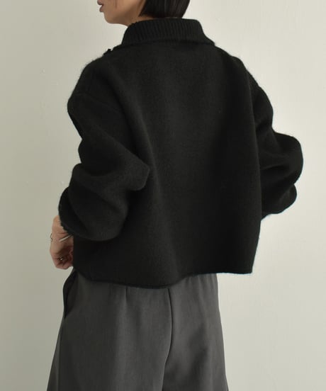 knit-02312　ハーフジップ ニット プルオーバー　グレー　ブラウン　ブラック