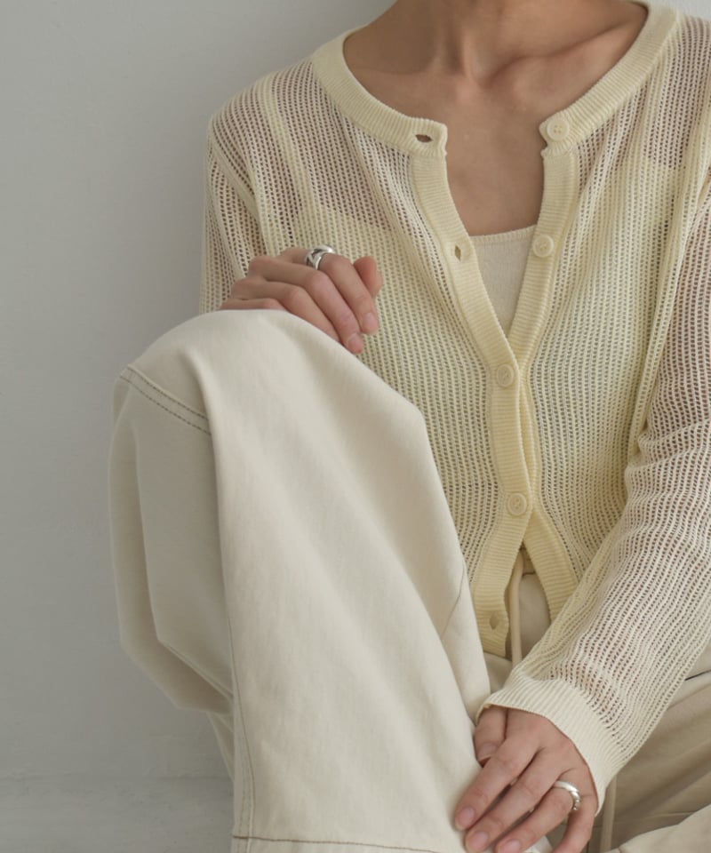 knit-02320 キャミソール付き コンパクト メッシュ カーディガン