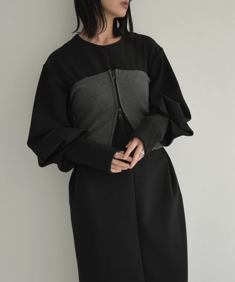 nh-knit-02267　ジップニット ビスチェ　チャコール