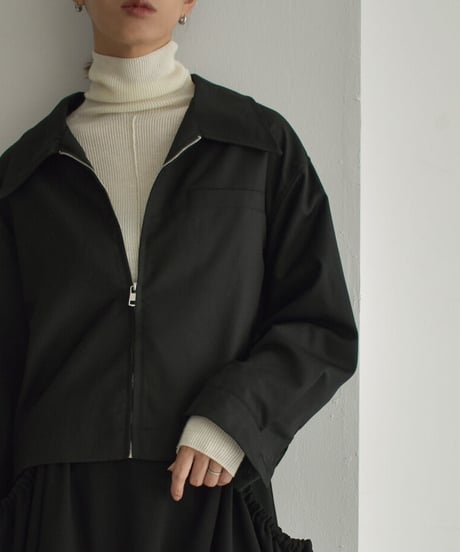 outer-02064　 ジップ ショート ジャケット　グレー　ブラック