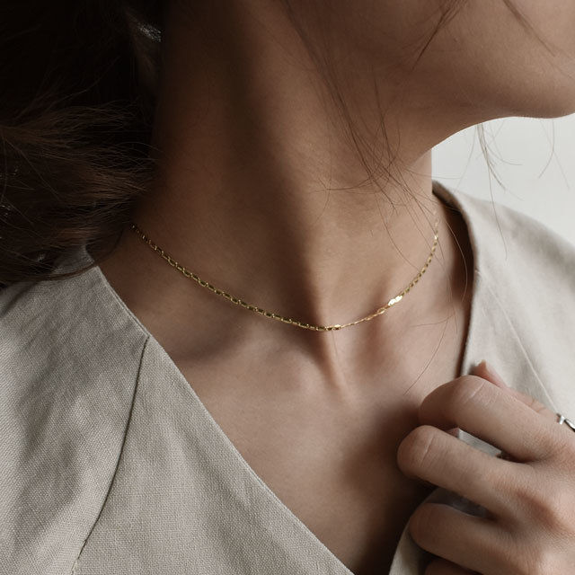 mb-necklace2-02024 SV925 プレートチェーン チョーカー ネックレス ゴールド