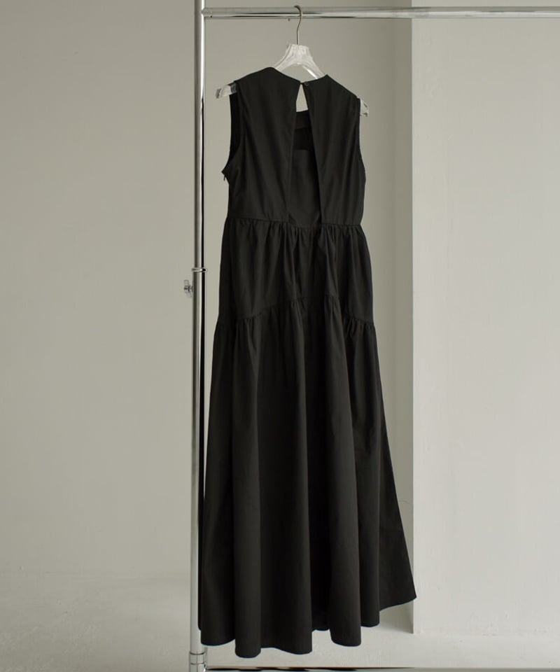 onepiece-12009 バックデザインギャザーコットンドレス ブラック | L
