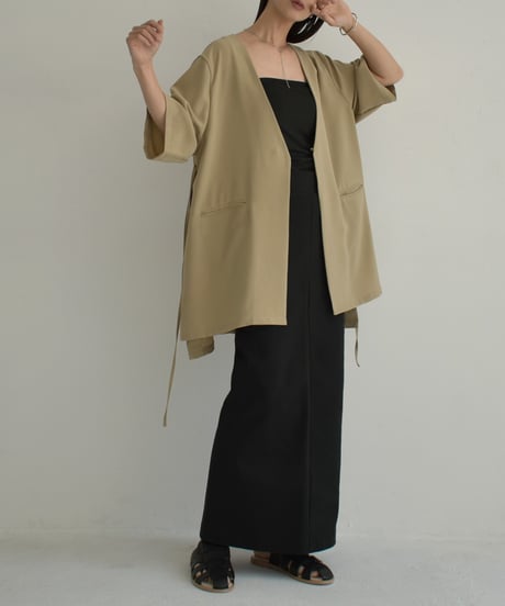 【STUDIO ENUL】jacket-14001　2way オーバーサイズ ジャケット　ベージュ　ブラック