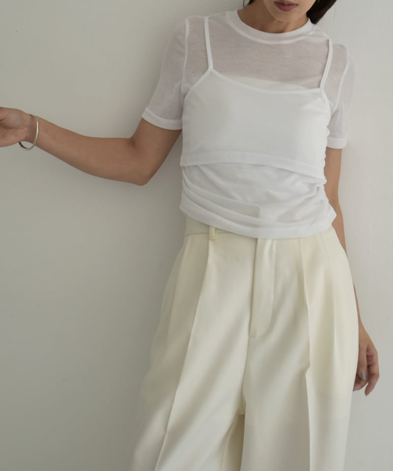 nh-tops-02487 シアー レイヤード トップス ホワイト ブラック | L a v