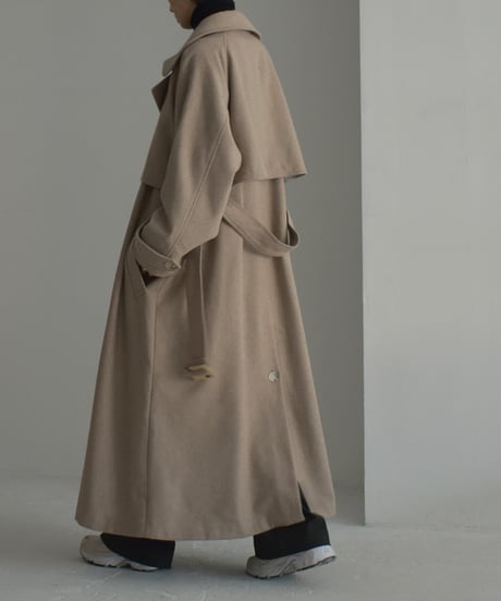 coat-13005　ウールブレンド　トレンチコート　オートミール