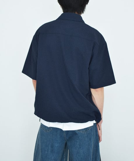 tops-02617U　Seersucker Polo Tops 　White  Charcoal  Navy