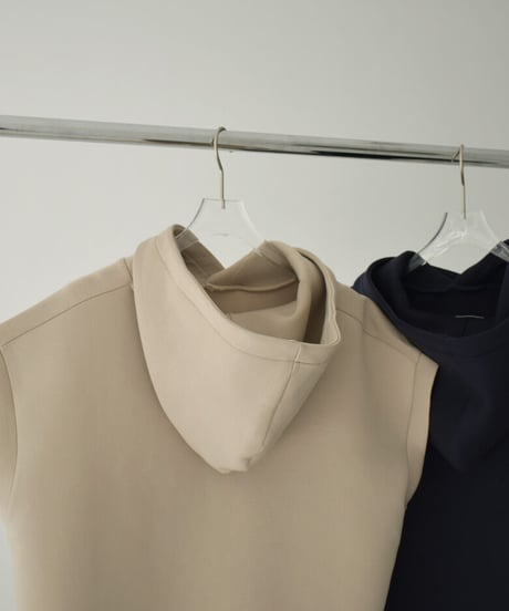 tops-02443　ダンボールニット フーディーベスト　グレージュ　ネイビー