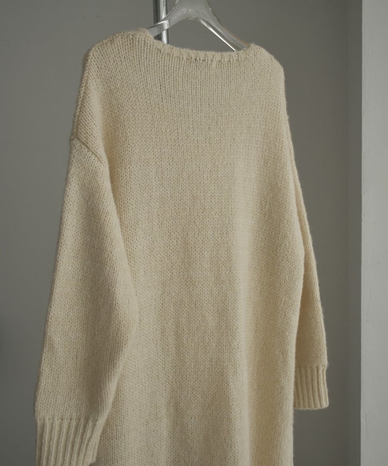 onepiece-02080 ウール混 Vネック ローゲージ ニット ワンピース