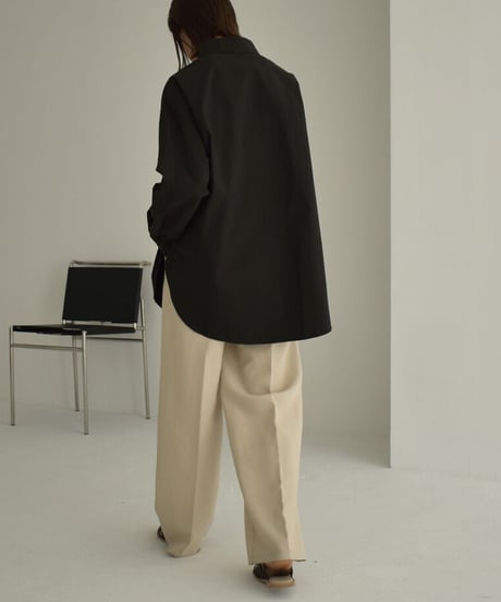 tops-02379　コットンラグランドレスシャツ　ホワイト　ブラック