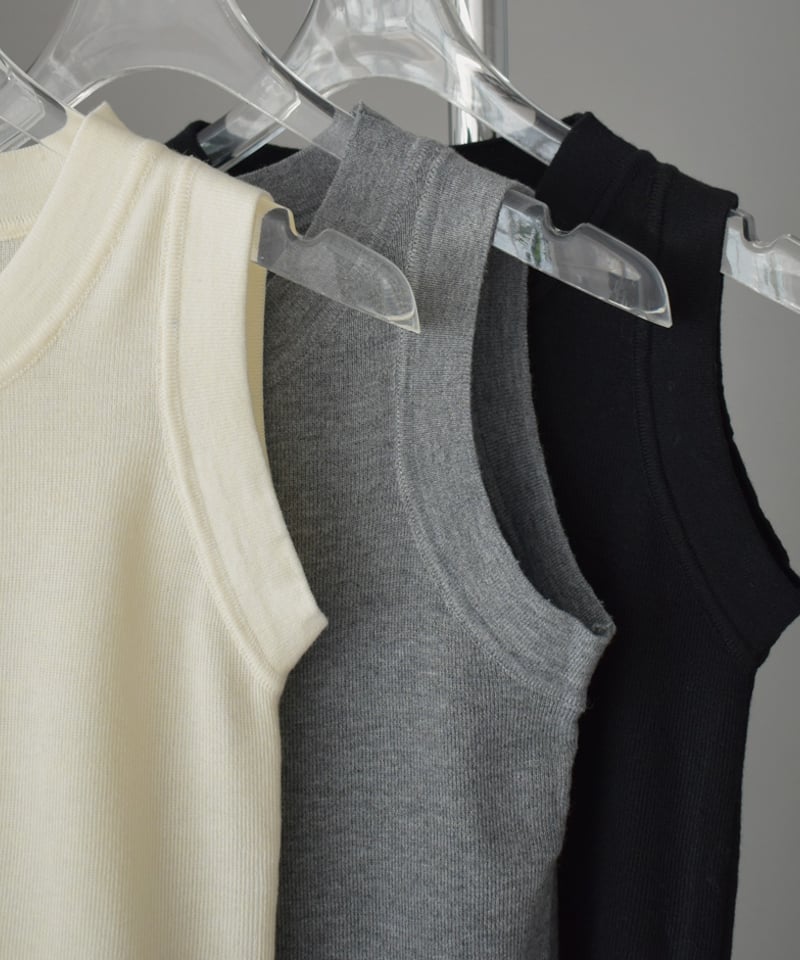 nh-knit-02325 ニット タンクトップ エクリュ グレー ブラック | L a v