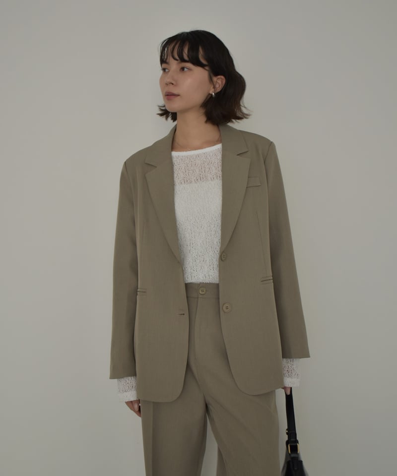 setup-02008 テーラードジャケット セットアップ カーキベージュ | L