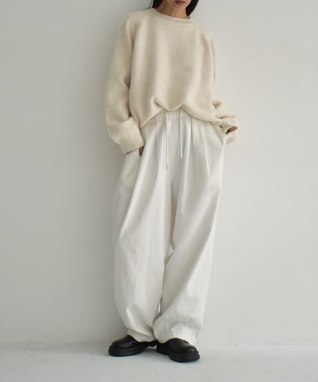 knit-02288　クルーネック ニット プルオーバー　エクリュ　グレー　ダークグレー