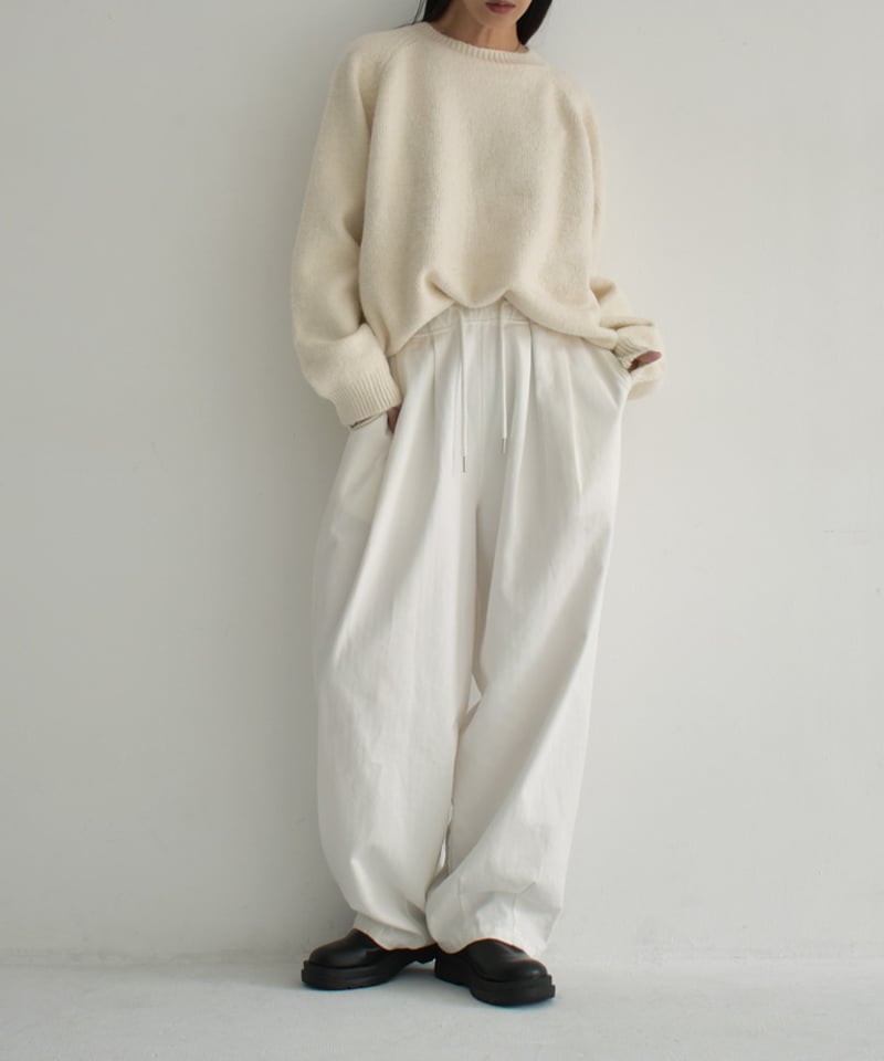 knit-02288 クルーネック ニット プルオーバー エクリュ グレー