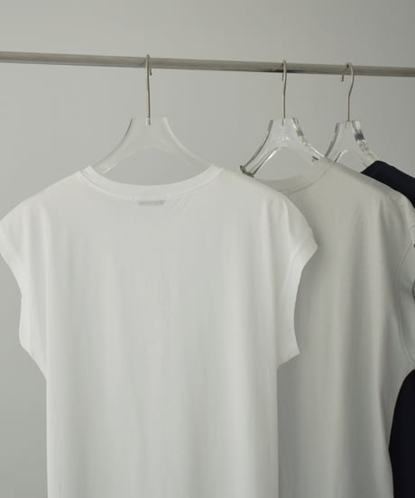 nh-tops-02554　サイドスリット ノースリーブ トップス　ホワイト　グレー　ダークネイビー