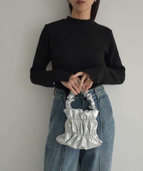 tops-04140　日本製　ハイネックニットプルオーバー　グレージュ　チャコール　ブラック