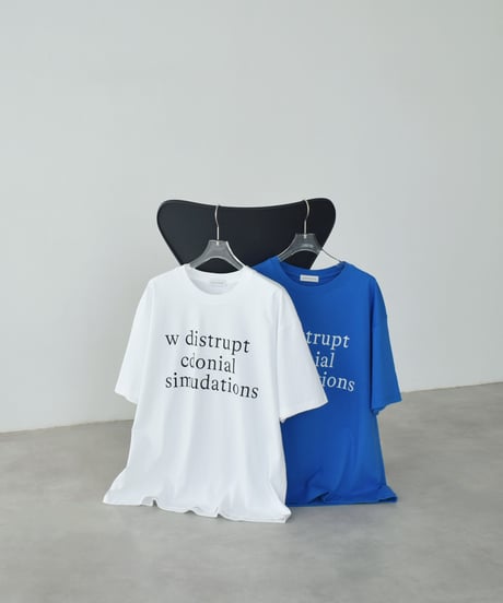 nh-tops-02612　オーバーサイズ ロゴ Tシャツ　ホワイト　ブルー