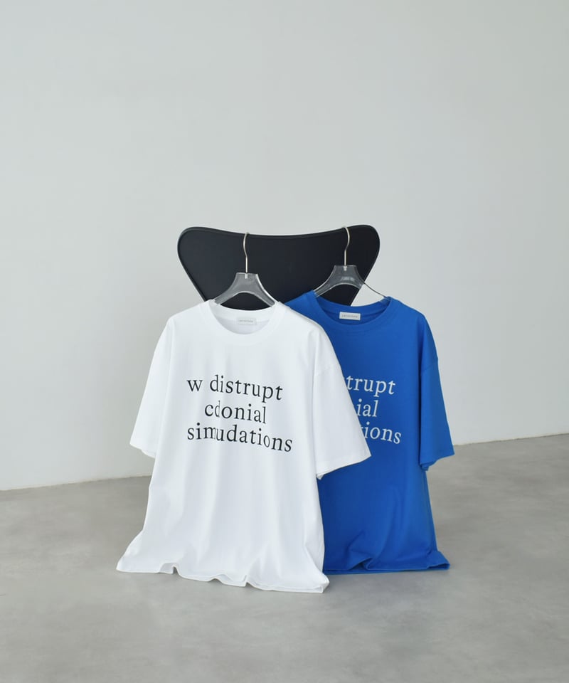 MIIHIオーバーサイズTシャツ nh-tops-02612 オーバーサイズ ロゴ Tシャツ ホワイト ブルー | L a v