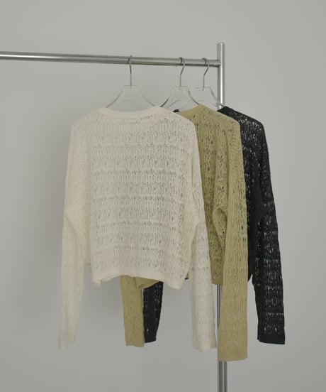 nh-knit-02374　レース ニット トップス　オフホワイト　チャコール