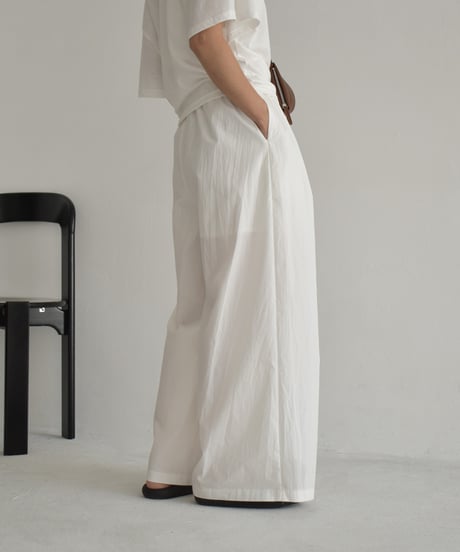 bottoms-02290 　ウエスト ギャザー ワイドパンツ　ホワイト　グレー　ネイビー