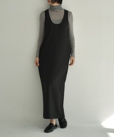 onepiece-12015　リネン混 ストレッチ 2way ワンピース　グレー　ブラック