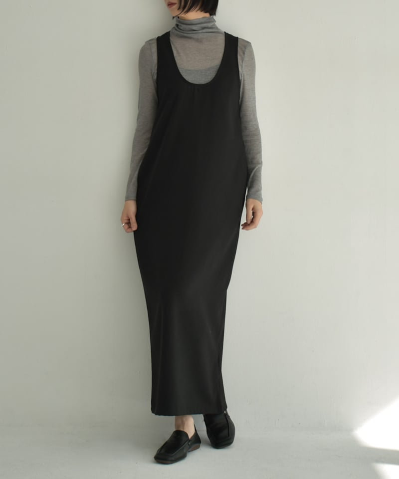 onepiece-12015 リネン混 ストレッチ 2way ワンピース グレー ブラック