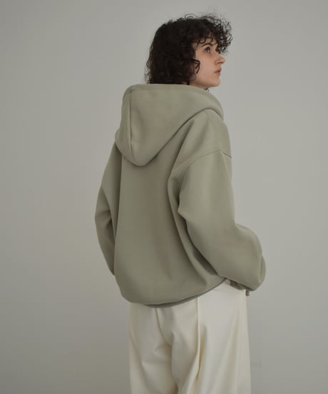 tops-02570　ダブルジップ フーディ　ブラック　グレー　カーキベージュ