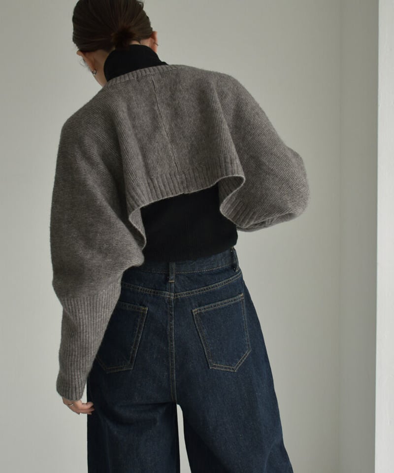 knit-02232 クロップド ニット カーディガン ベージュ グレー knit-02232 クロップド ニット カーディガン ベージュ グレー