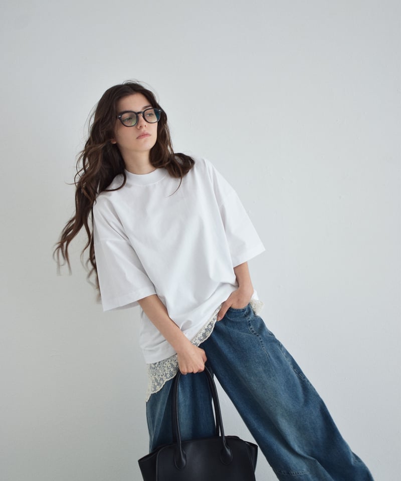 nh-tops-02604 ハーフスリーブ ボックス Tシャツ ホワイト ピンク