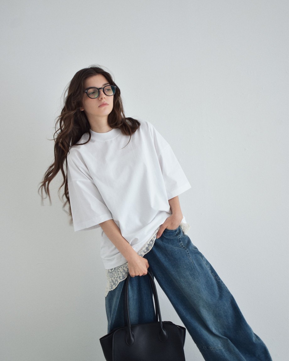 nh-tops-02604 ボックス Tシャツ ホワイト ピンク ブラック | L a v i