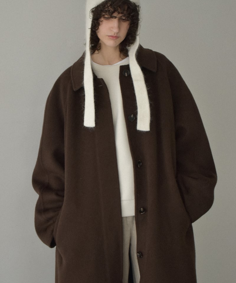 coat-02064 カシミヤ混 ウール ステンカラー ロングコート リバー