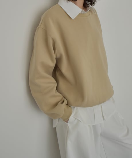 tops-02587　クルーネック プルオーバー　オートミール　ベージュ　チャコール