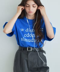 nh-tops-02612　オーバーサイズ ロゴ Tシャツ　ホワイト　ブルー