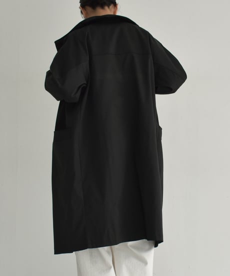 coat-02048　スタンドカラー ミディコート　ブラック