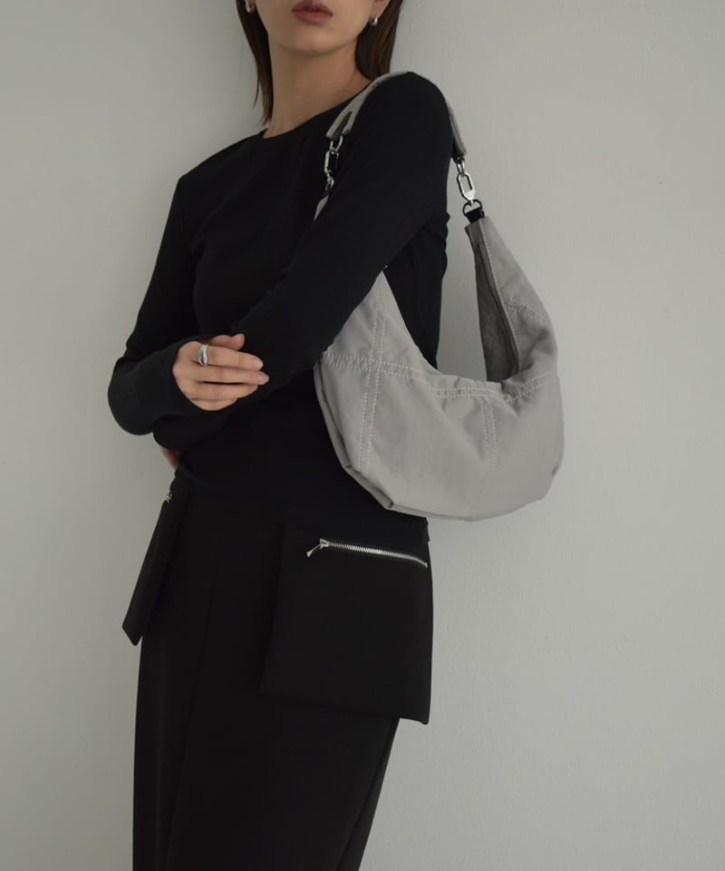 ナイロンショルダーバッグ nh-bag2-02638 ステッチ ナイロン ショルダーバッグ ホワイト