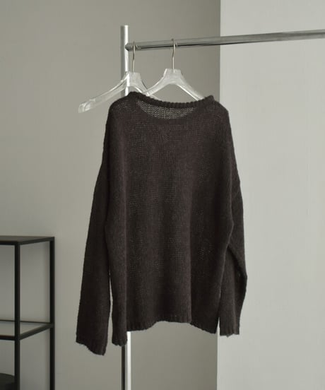 knit-02228　ローゲージ ルーズシアー ニット　ブラウンミックス