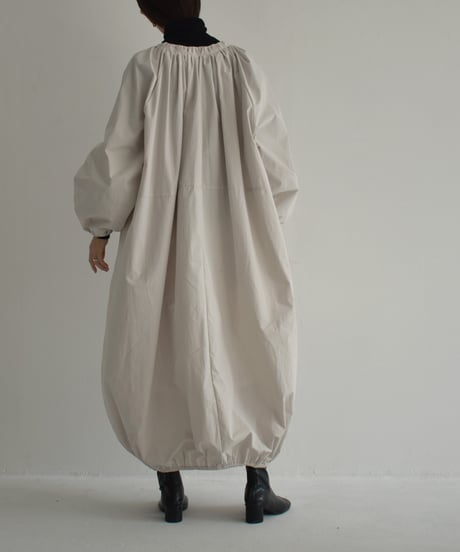 onepiece-12011　ジップギャザー バルーン ワンピース　グレージュ
