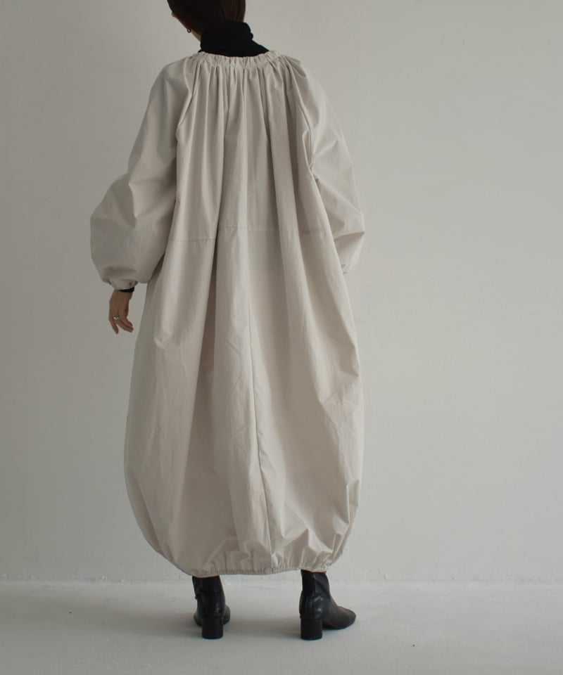onepiece-12011 ジップギャザー バルーン ワンピース グレージュ | L a