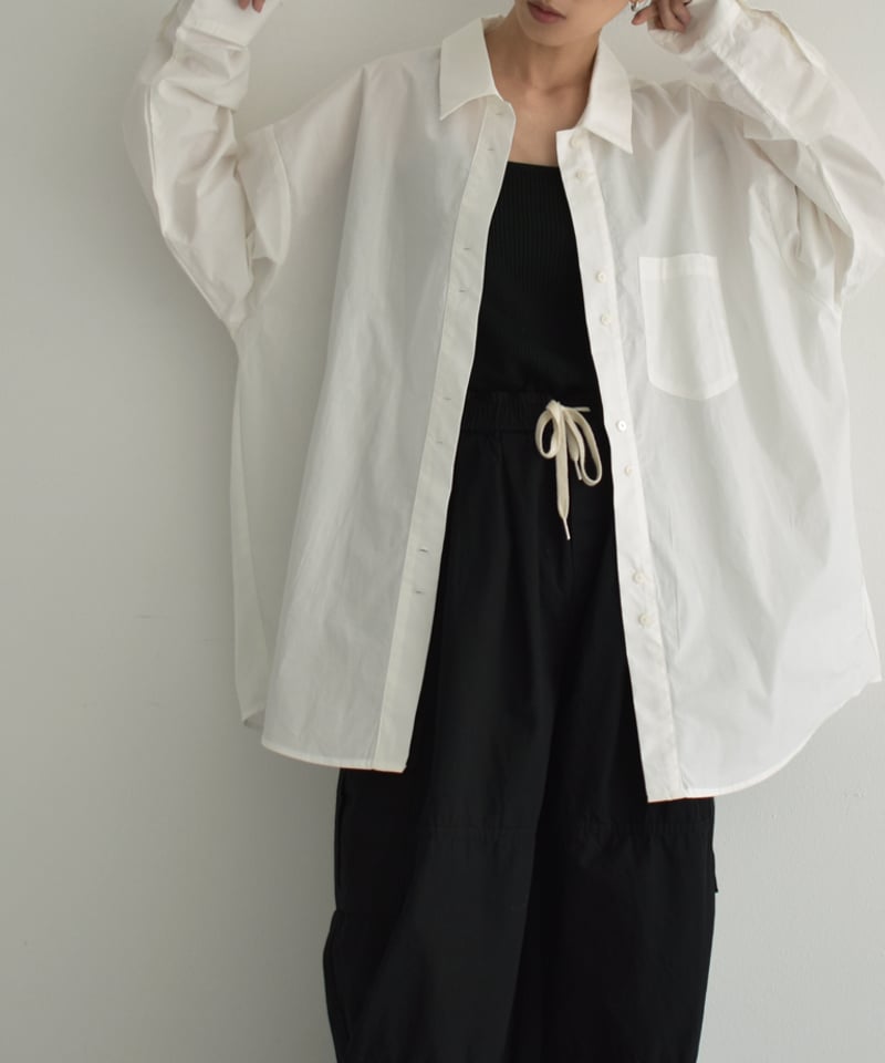 tops-02461 オーバーサイズ シャツ ホワイト ブルー | L a v i s h G