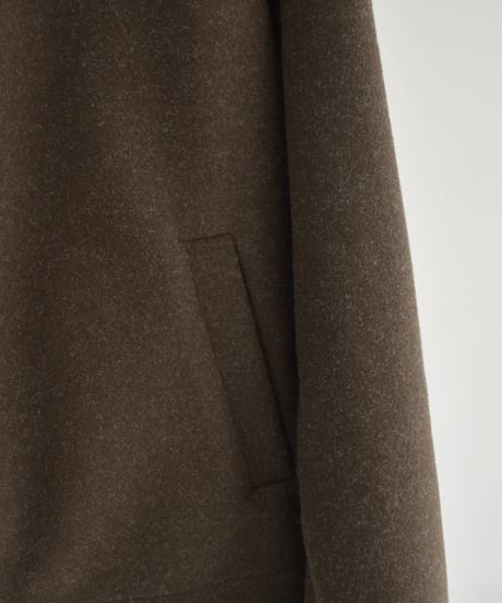 outer-02092　ウールライク ショートジップブルゾン　エクリュ　グレー　ブラウン
