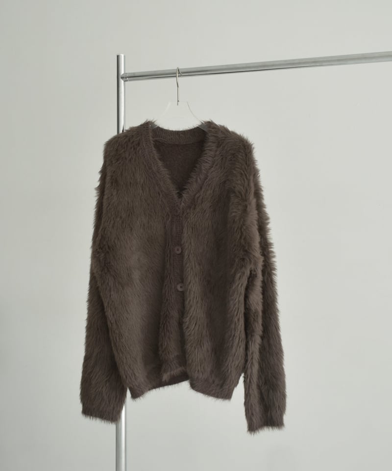 knit-02338 シャギー ニット カーディガン ブラウン | L a v i s h G