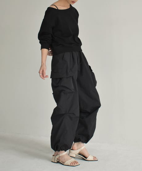 tops-02466　ボートネックショートスウェット　グレー　ブラック