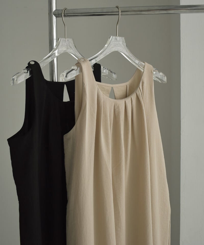 onepiece-02078 ノースリーブバックタック ワンピース ベージュ