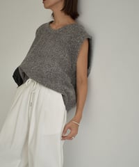 knit-02233　クルーネック ニットベスト　グレーミックス