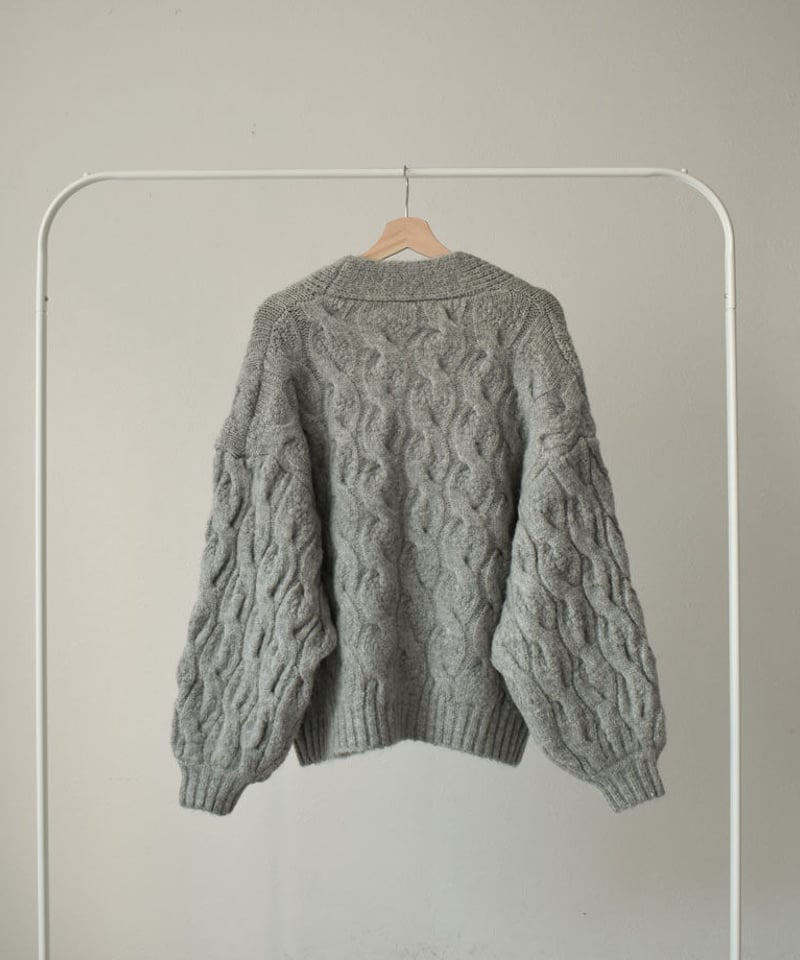knit-02123 ウール混 ボリュームスリーブ ケーブル柄ニット knit-02123 ウール混 ボリュームスリーブ ケーブル柄ニット