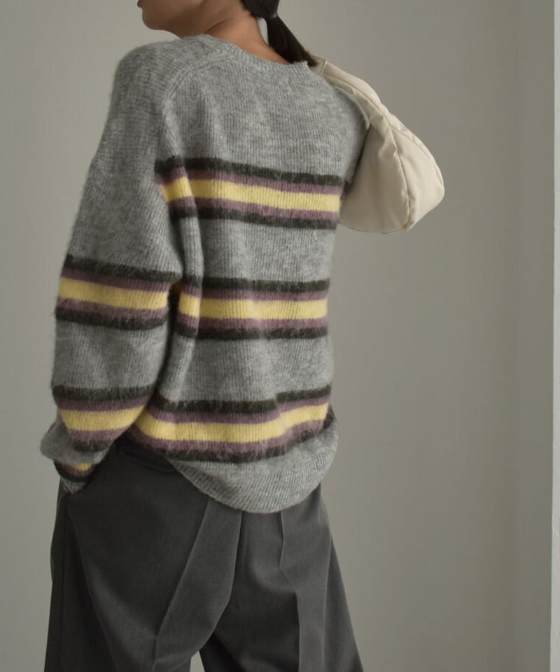 knit-02246 モヘア混 マルチボーダー ニット プルオーバー | L knit-02246 モヘア混 マルチボーダー ニット プルオーバー | L