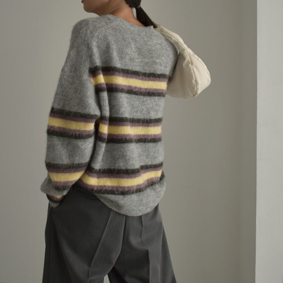 knit-02246 モヘア混 マルチボーダー ニット プルオーバー | L knit-02246 モヘア混 マルチボーダー ニット プルオーバー | L