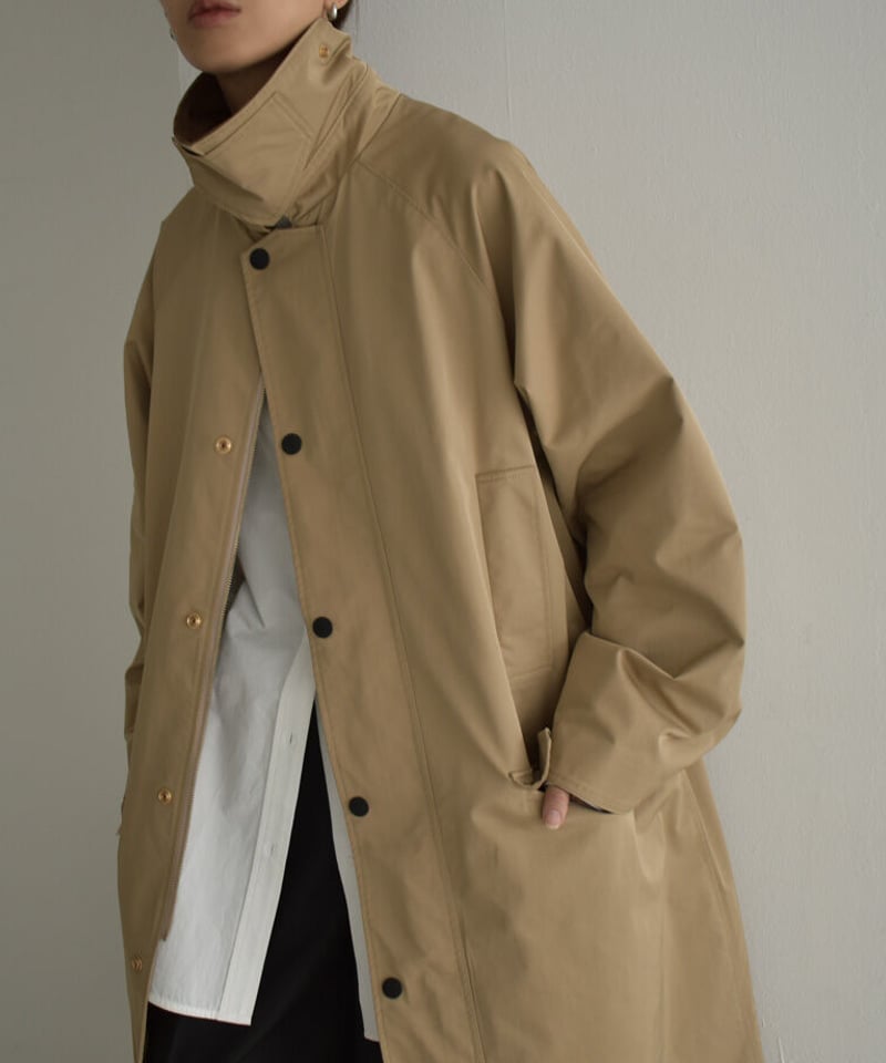 coat-13001 撥水 ステンカラーコート ベージュ カーキ | L coat-13001 撥水 ステンカラーコート ベージュ カーキ | L