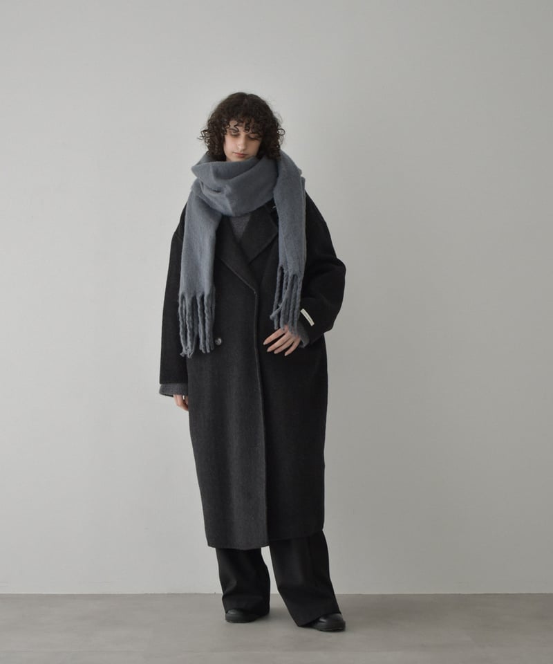 【新品未使用】bajra(バジュラ)シャギーニットロングコート/チャコールグレー coat-02063 シャギー ウール ロングコート グレージュ ダークグレー